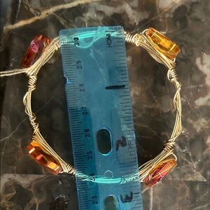 Elegant Gold and Orange Wire-Wrapped Bracelet